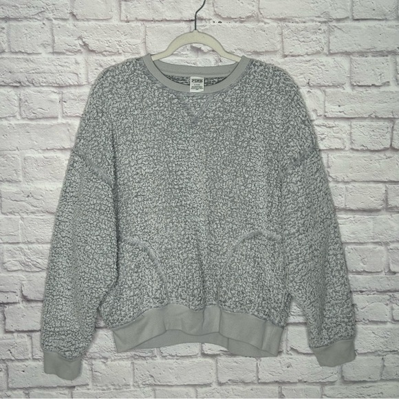 Victoria’s Secret PINK Gray Faux Sherpa Sweatshirt - Picture 6 of 13